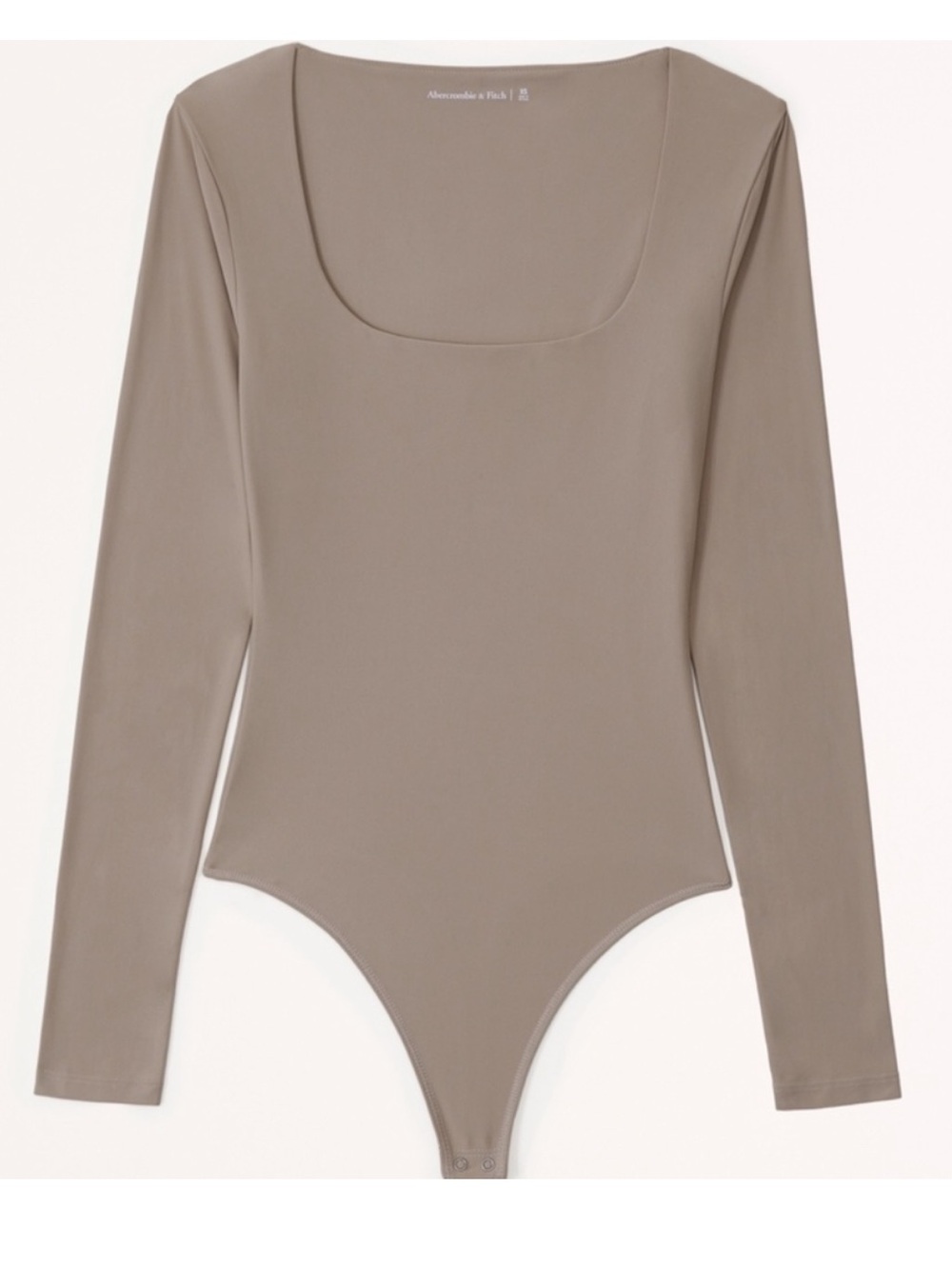 Abercrombie & Fitch Squareneck Long-Sleeve Bodysuit - Taupe